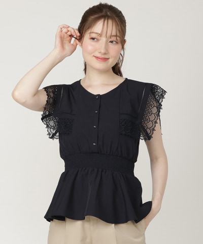 【6/19発売】レースセーラーペプラムトップス
