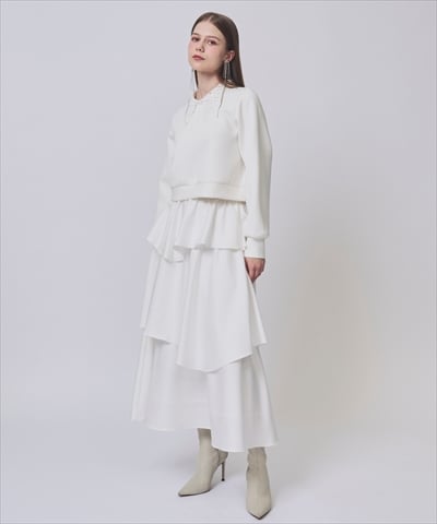 麻調ティアードスカート