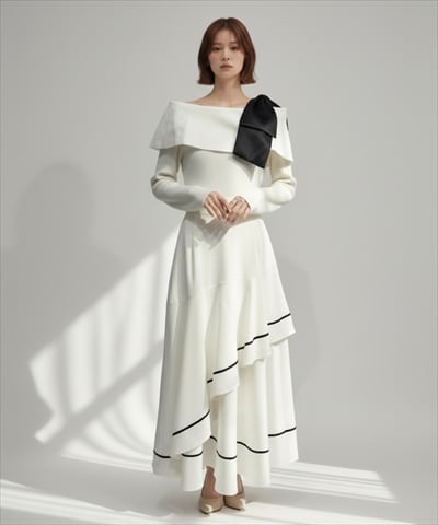 【2/6(Fri)発売】配色ヘムラインフレアスカート