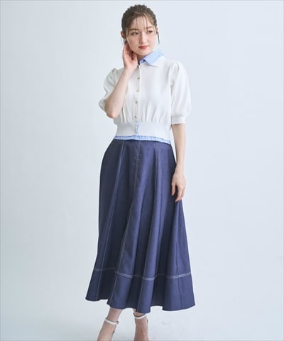 【3/24(Tue)発売】サイドベルトデニムフレアスカート