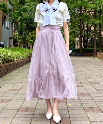 【4/24(Fri)発売】リボンタックバルーンチュールスカート
