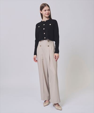 ハイウエストタックワイドパンツ