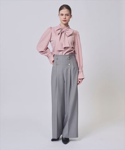 ハイウエストタックワイドパンツ