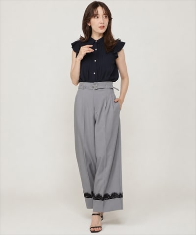 【7/24発売】レースロールアップタックワイドパンツ