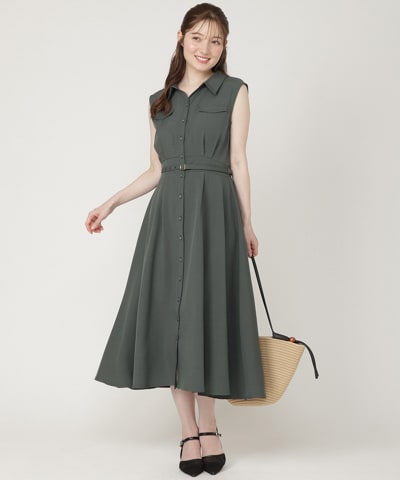 【6/11発売】キーネックノースリシャツワンピース