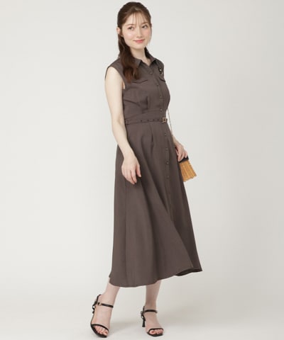 【6/11発売】キーネックノースリシャツワンピース
