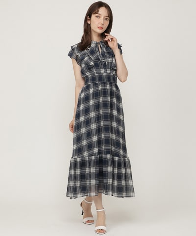 【7/17発売】シアーチェックフリルワンピース