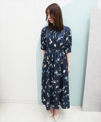 【3/28(Sat)発売】ぼかしフラワーリボンプリントワンピース