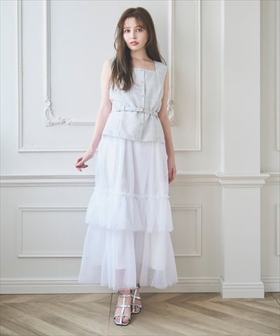 【3/31(Tue)発売】ツィードジレチュールスカートドッキングワンピース