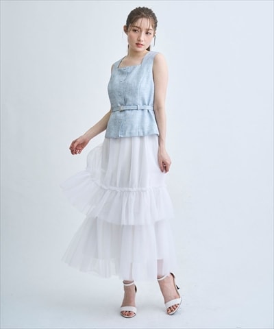 【3/31(Tue)発売】ツィードジレチュールスカートドッキングワンピース