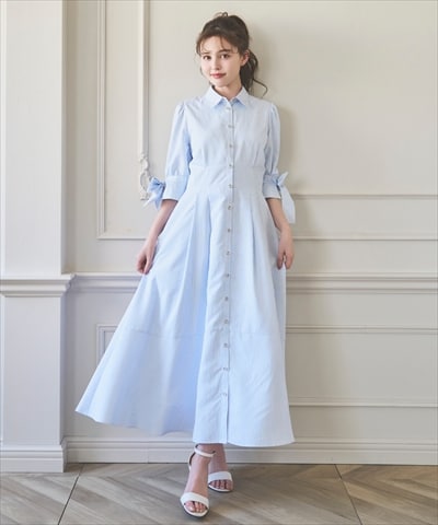 【3/28(Sat)発売】リボンストライプシャツワンピース