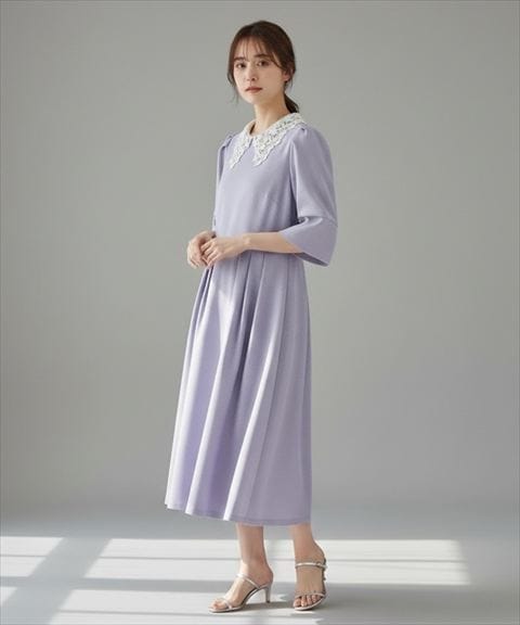 【2/27(Fri)発売】ラメツイードレース襟ワンピース