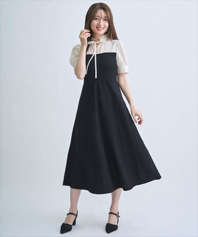 【4/3(Fri)発売】フリル衿ニットドッキングワンピース