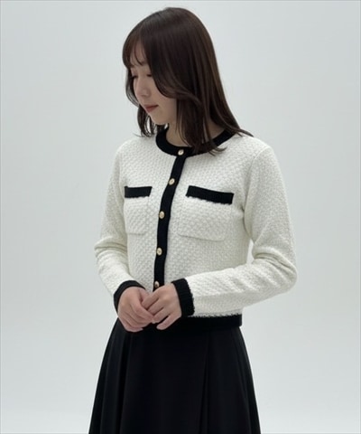 配色ニットジャケット