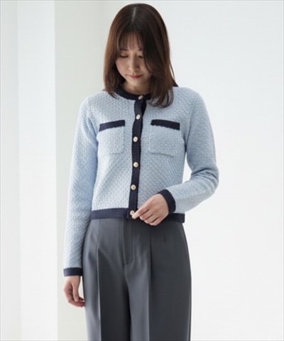 配色ニットジャケット