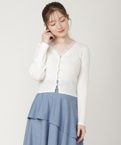 【6/19発売】ラメレースリブカーディガン