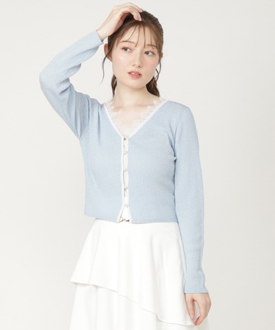 【6/19発売】ラメレースリブカーディガン