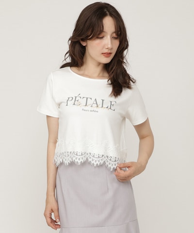 すそレースロゴプリントTシャツ