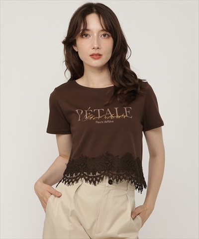 【7/28発売】すそレースロゴプリントTシャツ