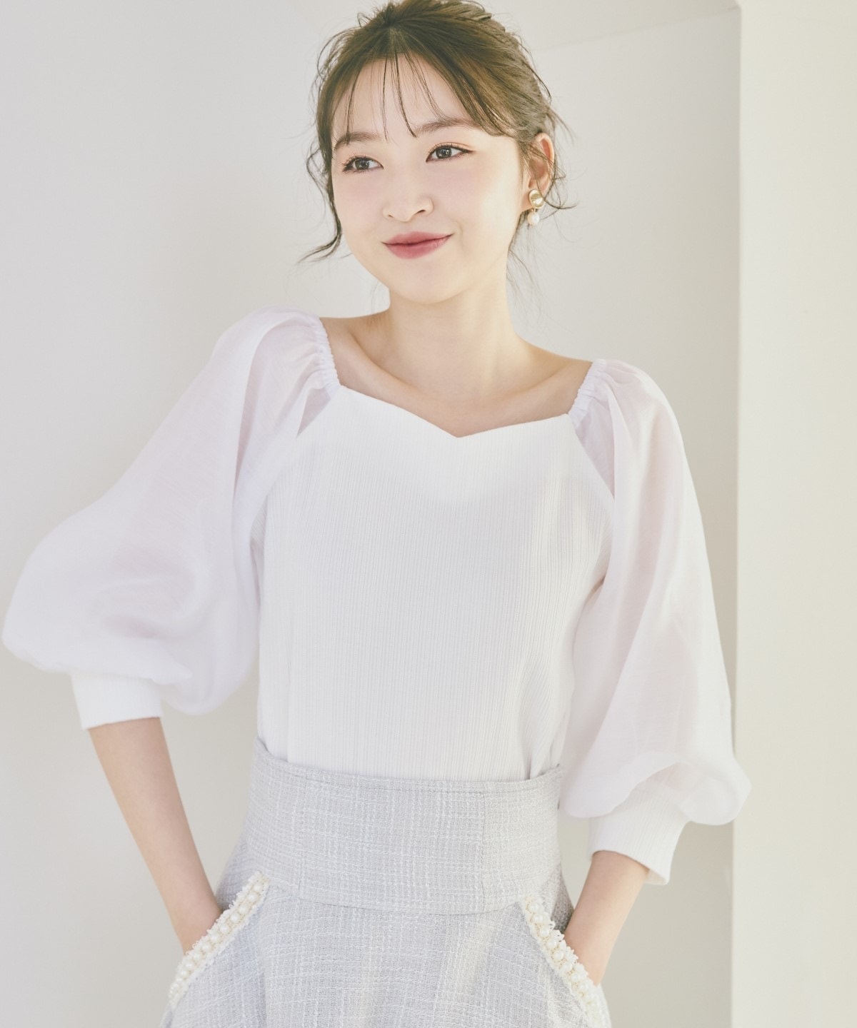 ウィルセレクション フラワーラップスリーブトップス fkip.unmul.ac.id