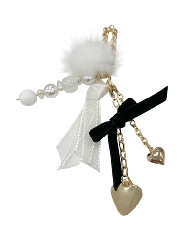 ファー付きベロアリボンチャーム