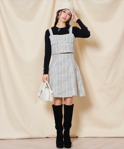 Mystrada 新品 ツイードCPOジャケット フレアミニスカート セット Mystrada ツイードCPOジャケット ツイードラップスカート セット