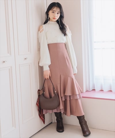 アシンメトリーレイヤードヘムスカート