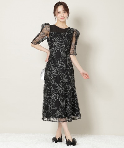 刺繍レースアシンメトリーマーメイドワンピース