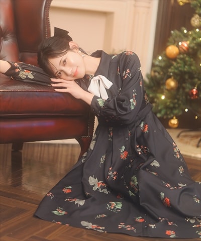 【12/5(fri)10時発売】ウィンターボタニカルリボンタイワンピース