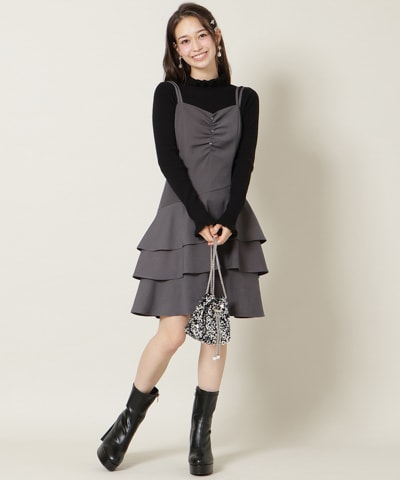 ダブルストラップアシンメトリーワンピース