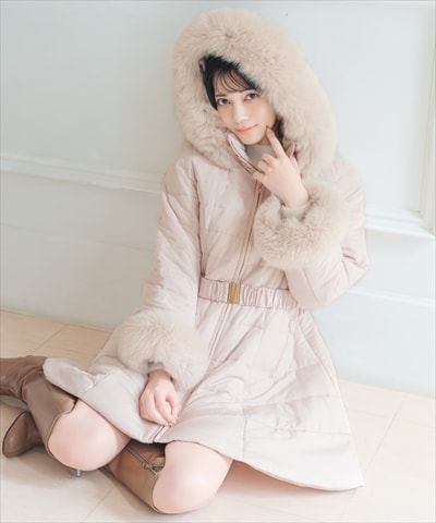 フォックスファーキルティングフレアコート