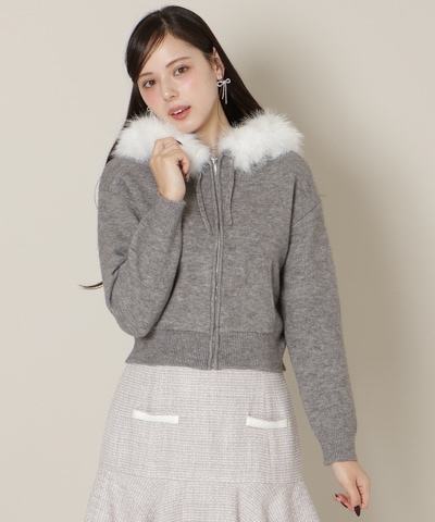 フードファーニットパーカー