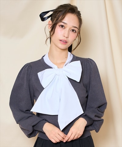 リボンドッキングプルオーバー