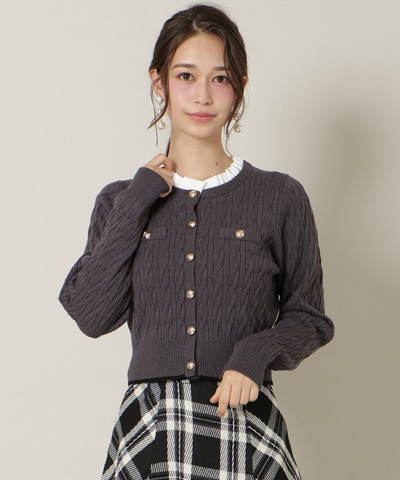 フリルレイヤードケーブルニット