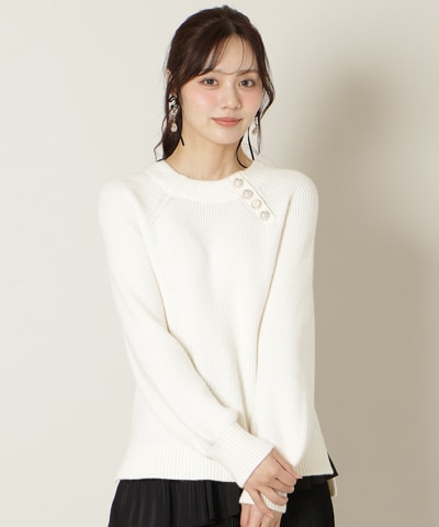 【KNIT PLEATS SET series】アソートボタンデザインニット