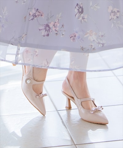 スリングバックリボンパンプス