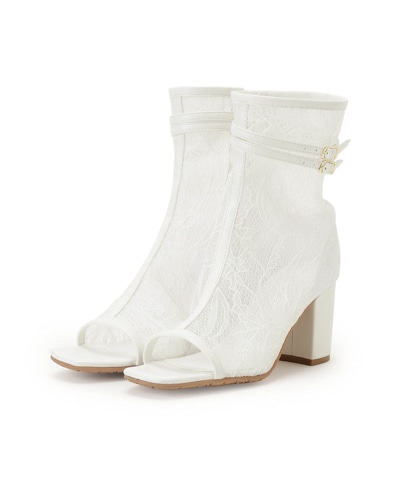 ベルト付きオープントゥレースブーツ