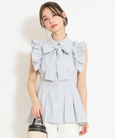 フリルスリーブペプラムブラウス
