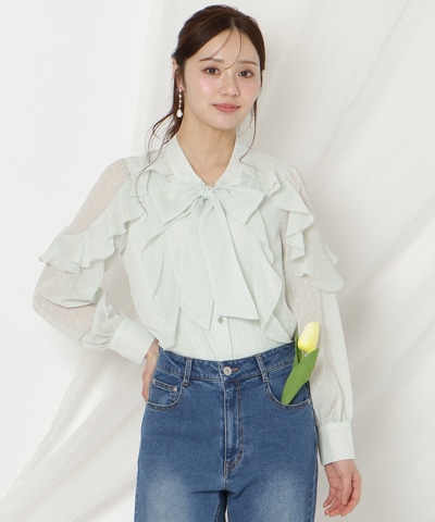 ドビードットフリルブラウス
