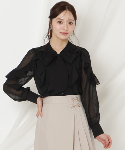 ドビードットフリルブラウス