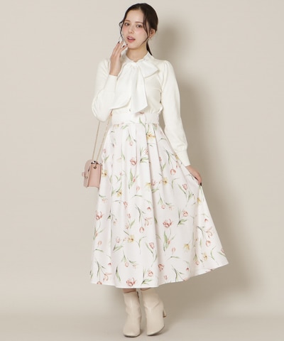 【1/16(fri)発売｜先行予約受付中】チューリッププリントタックフレアスカート