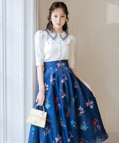 【3/12(thu)発売】ボタニカルフラワーシアータックスカート