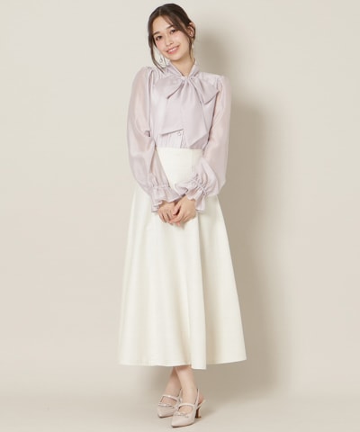 ハイウエストツイードフレアスカート