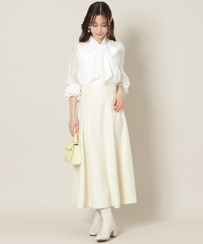 【セットアップ対応】ハイウエストツイードフレアスカート