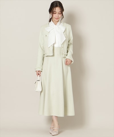 ハイウエストツイードフレアスカート