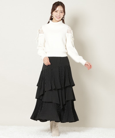 プリーツシフォンティアードスカート