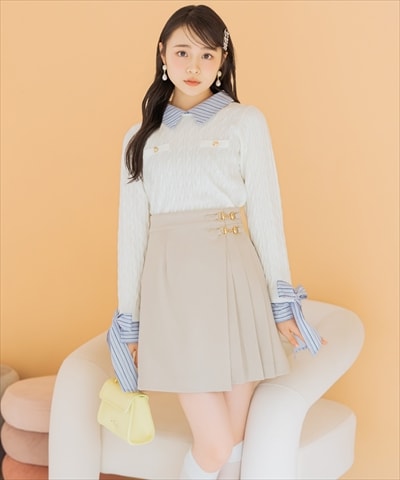 ビットデザインプリーツミニスカパン