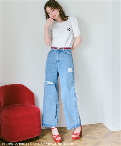 ダメージワイドデニムパンツ