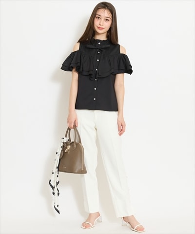 パールデザインテーパードパンツ