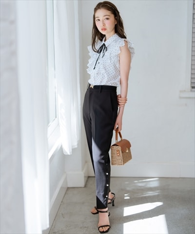 パールデザインテーパードパンツ